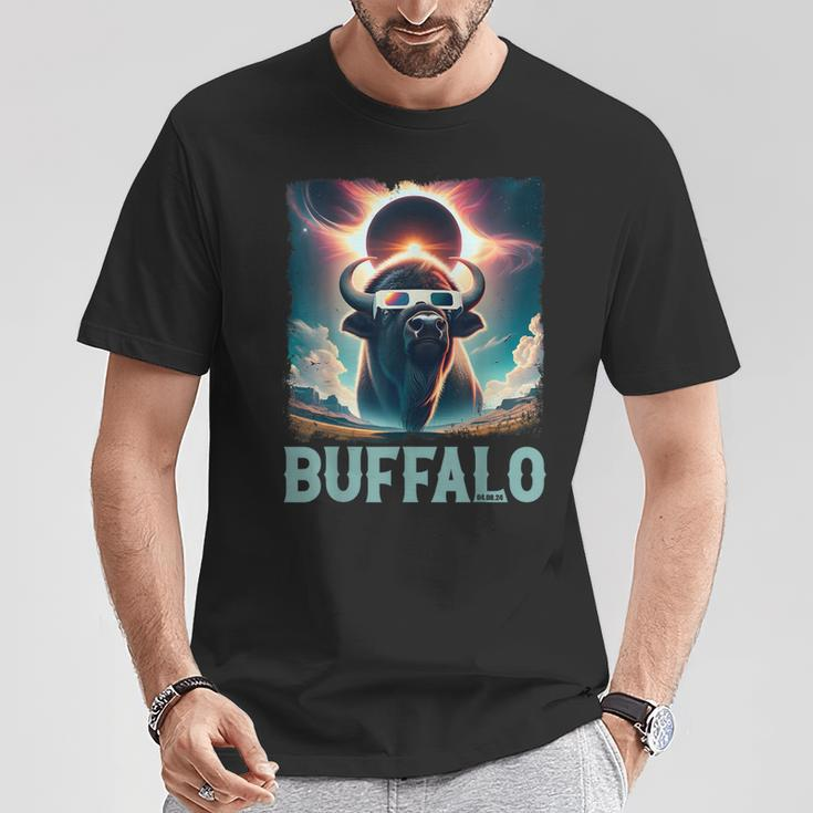Buffalo Total Eclipse 2024 American Bison With Solar Glasses T-Shirt Funny Gifts