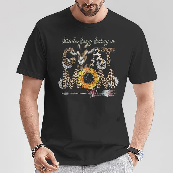 Busy Being Goat Mom Cute Mama Farm Animal Sunflower Leopard T-Shirt Unique Gifts