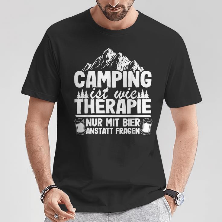 Camping Bier Spruch Wohnwagen Papa Opa Hobbycamper Camper T-Shirt Lustige Geschenke