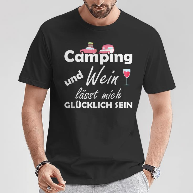 Camping Und Wein Lässt Mich Glücklich Sein T-Shirt Lustige Geschenke