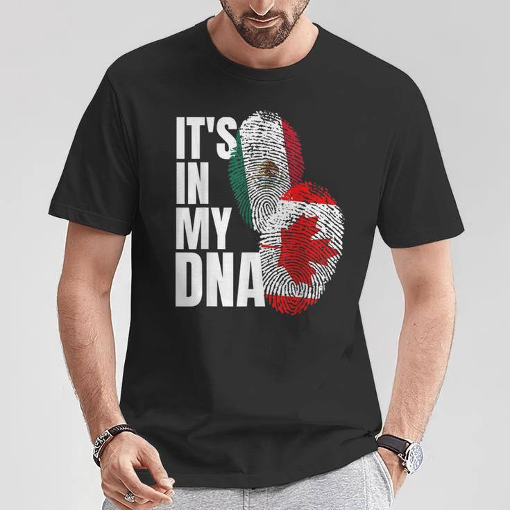 Canadian And Mexican Dna Flag Heritage T-Shirt Unique Gifts