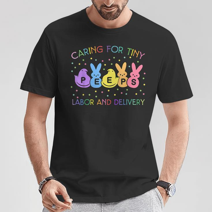 Caring For Tiny Labor And Delivery Bunnies L&D Easter Day T-Shirt Funny Gifts