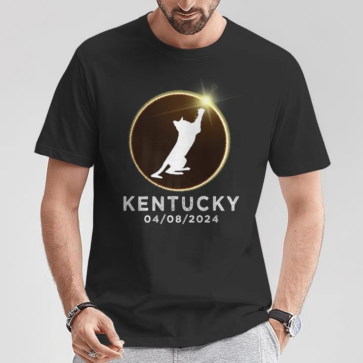 Cat Playing Fire Ring Total Solar Eclipse 2024 Kentucky T-Shirt Unique Gifts