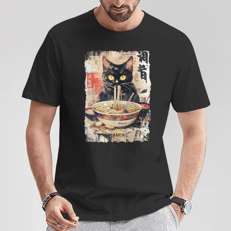 Cat Ramen Noodle Japanese Anime Manga Ramen Kawaii Cat T-Shirt Unique Gifts