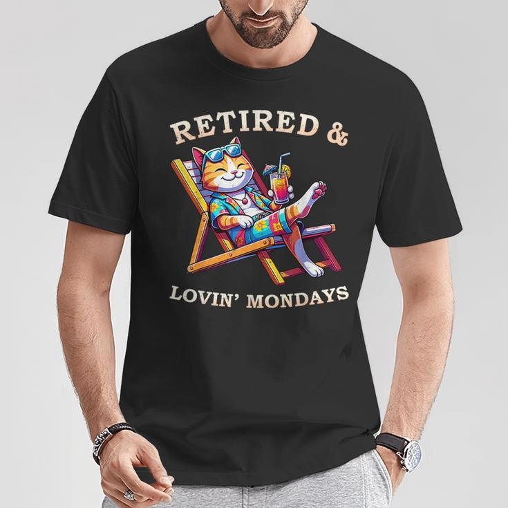 Cat Retired Lovin Mondays Meow Animal Lover Retirement T-Shirt Unique Gifts
