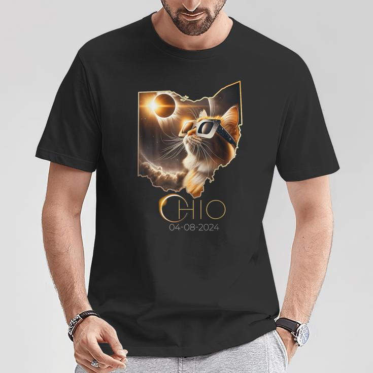 Cat Sun Solar Eclipse 2024 Totality State Ohio T-Shirt Unique Gifts