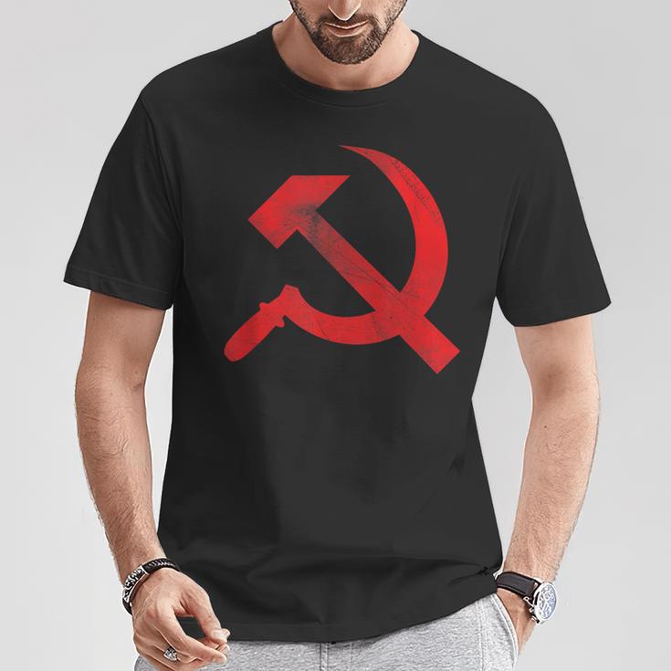 Cccp Ussr Hammer Sickle Flag Soviet Communism T-Shirt Lustige Geschenke