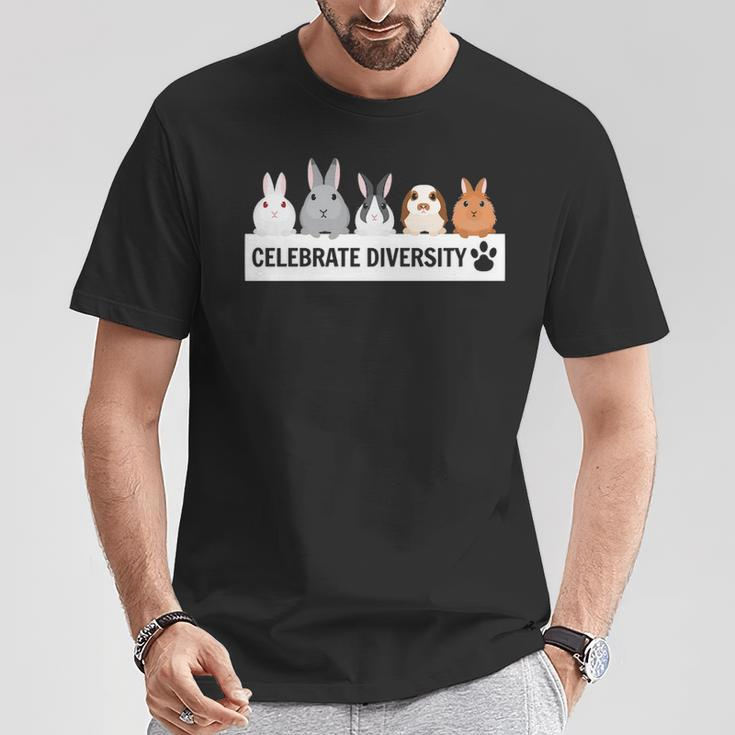 Celebrate Diversity Pet Bunnies For Rabbit Lovers T-Shirt Unique Gifts
