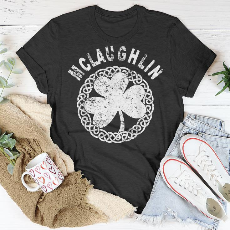 Celtic Theme Mclaughlin Irish Family Name T-Shirt Unique Gifts