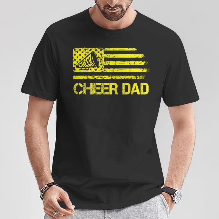 Cheer Dad Cheerleading Usa Flag Fathers Day Cheerleader T-Shirt Funny Gifts