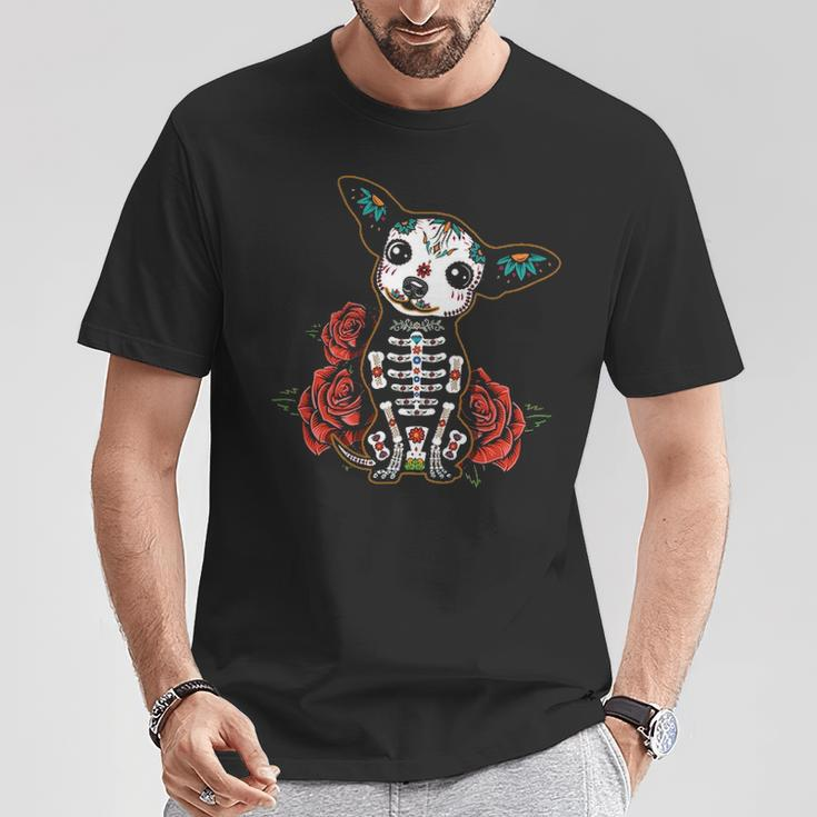 Chihuahua Dia De Los Muertos Day Of The Dead Dog Sugar Skull T-Shirt Unique Gifts