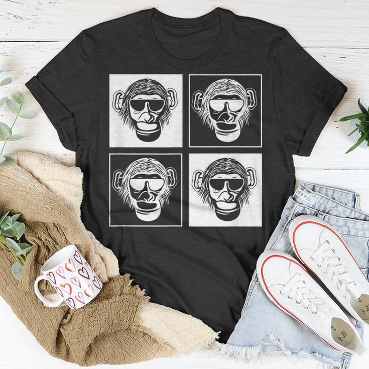 Chimpanzee Sunglasses Square Monkey T-Shirt Unique Gifts