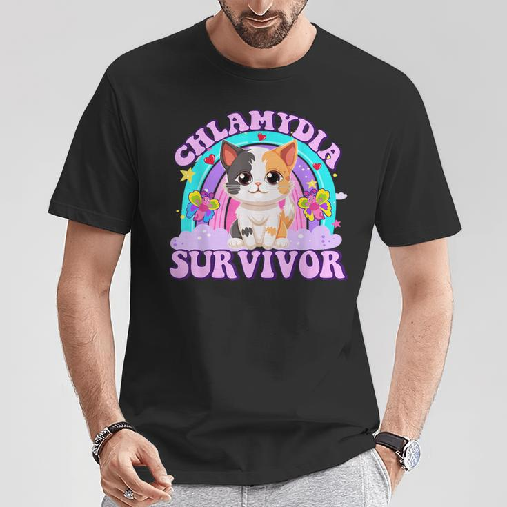Chlamydia Survivor Cat Meme For Adult Humor T-Shirt Unique Gifts
