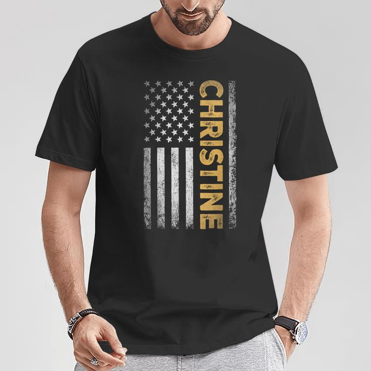 Christine First Name Christine Name American Flag T-Shirt Unique Gifts