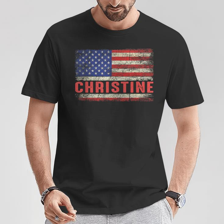 Christine Name American Flag Christine First Name T-Shirt Unique Gifts
