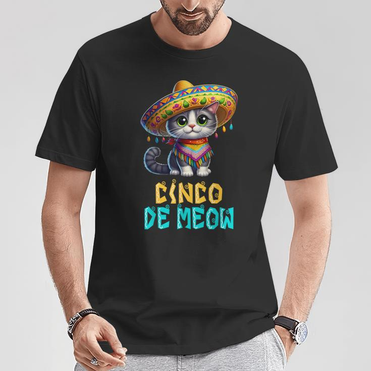 Cinco De Meow With Smiling Cat Lover T-Shirt Funny Gifts