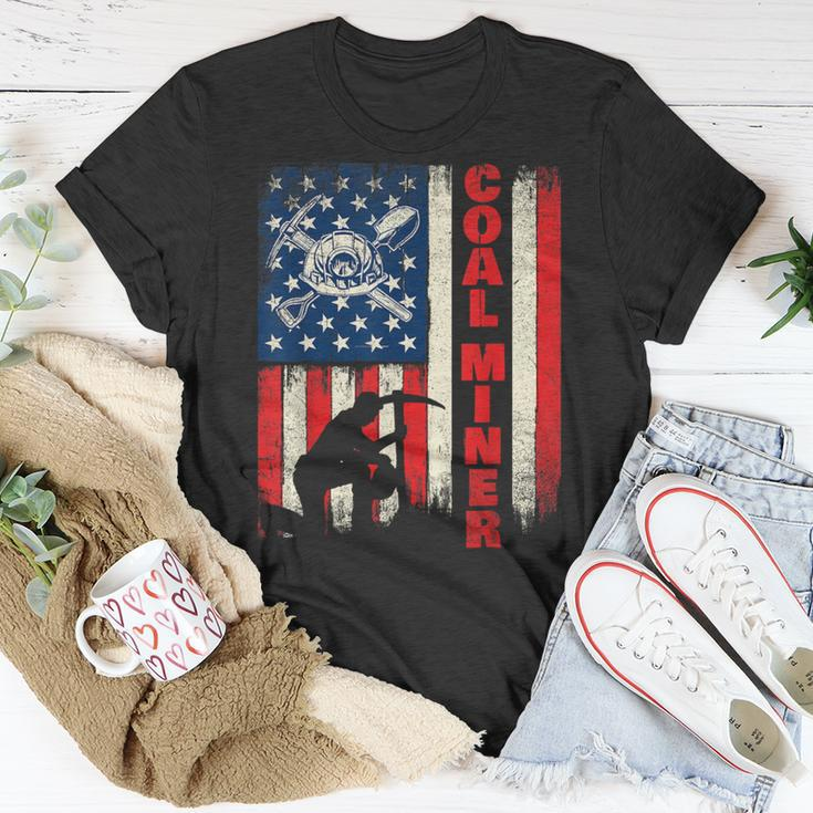 Coal Miner Patriotic Usa Flag Pitman Underground Mining T-Shirt Personalized Gifts