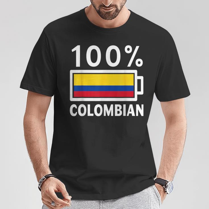 Colombia Flag 100 Colombian Battery Power T-Shirt Unique Gifts