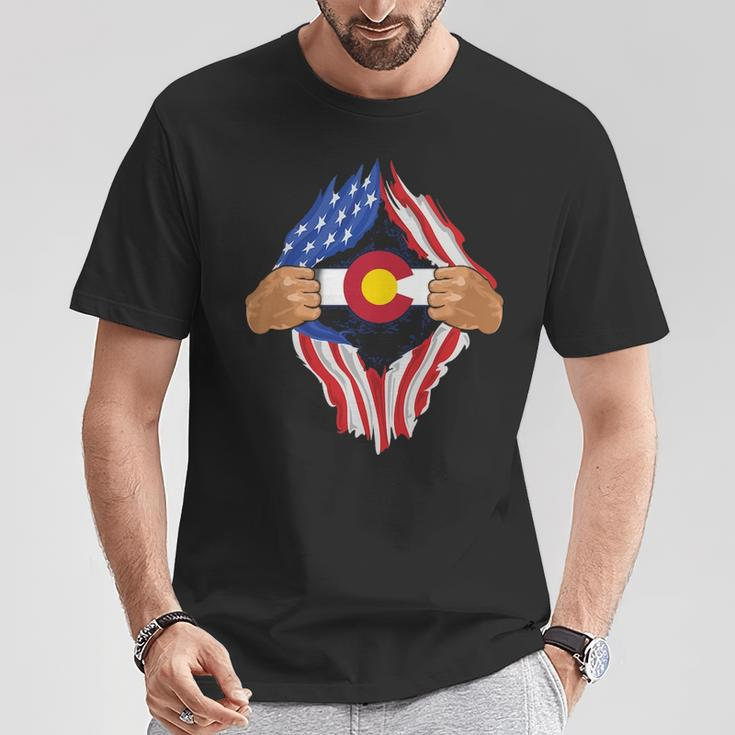 Colorado Roots Inside State Flag American Proud T-Shirt Unique Gifts