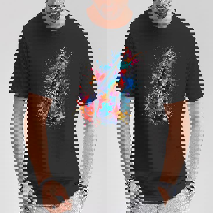 Contrabajista De Contrabajista De Arte Pop Colorido Camiseta unisex Regalos divertidos