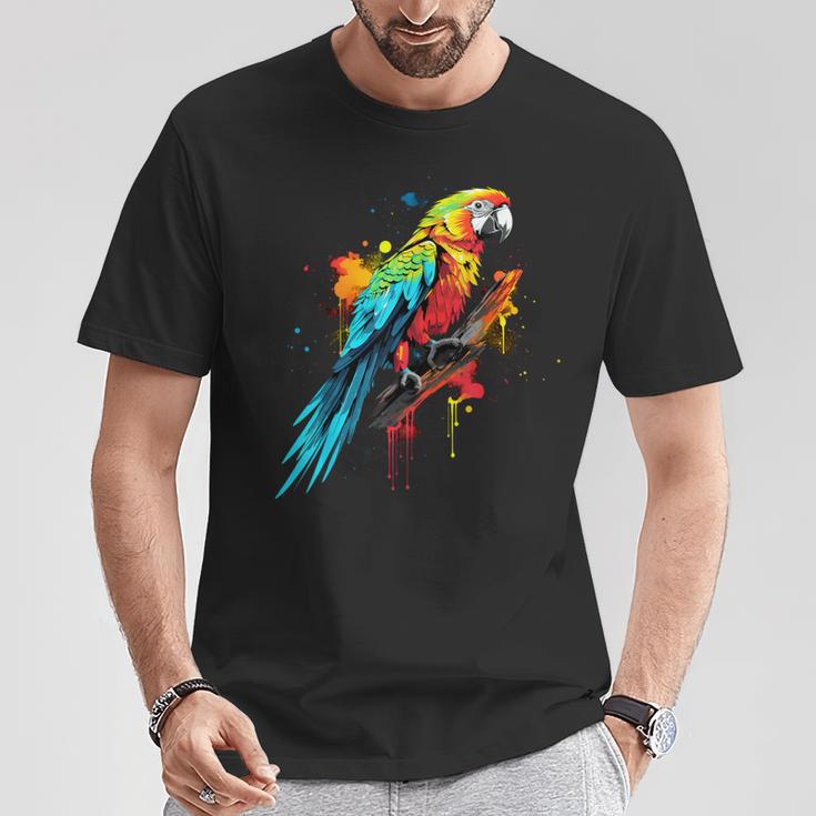 Cool Parrot On Colorful Painted Parrot T-Shirt Unique Gifts