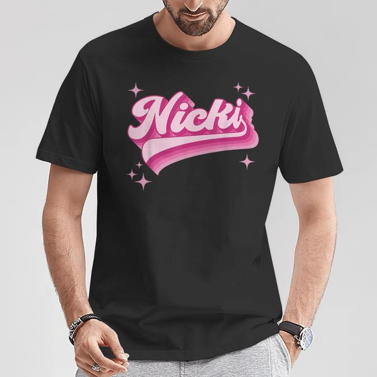 Cool Personalized Name Nicki Distressed Retro Vintage Groovy T-Shirt Unique Gifts