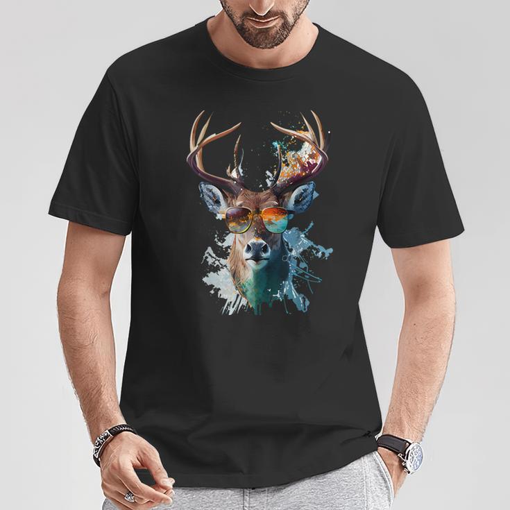 Cool Stag With Sunglasses T-Shirt Lustige Geschenke