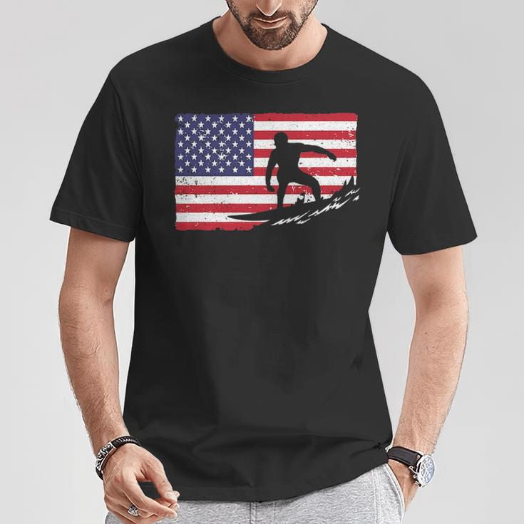 Cool Surfing For Men 4Th Of July American Flag Surfer T-Shirt Unique Gifts