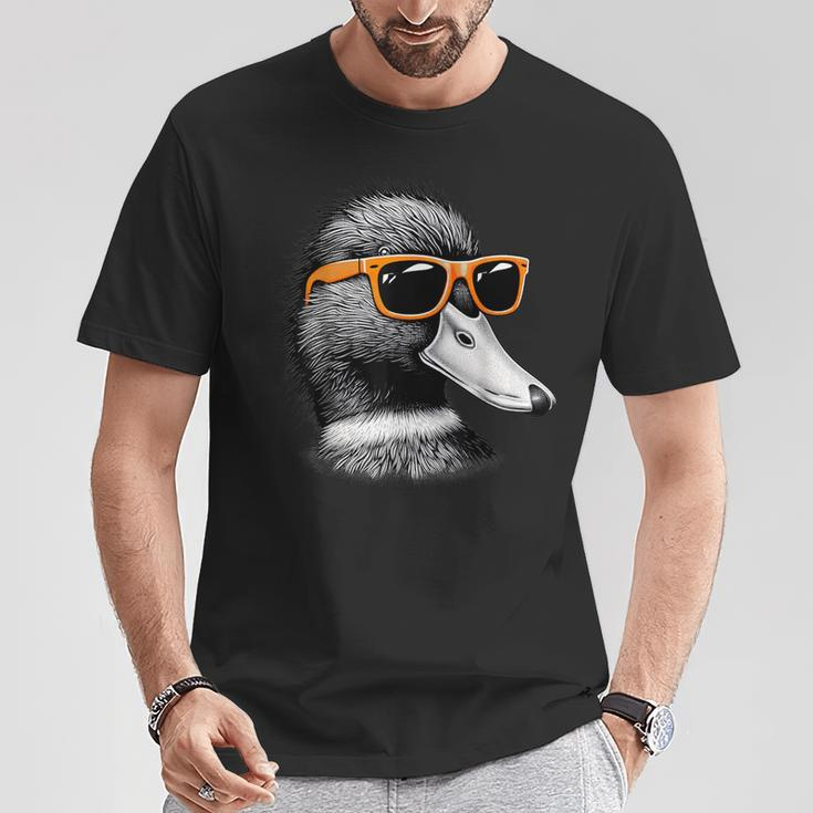 Coole Stockente Mit Sonnenbrille Grafikkunst T-Shirt Lustige Geschenke