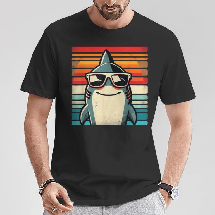 Cooler Retro Hai In Sonnenbrille 70Er 80Er 90Er Lustiger Hai T-Shirt Lustige Geschenke