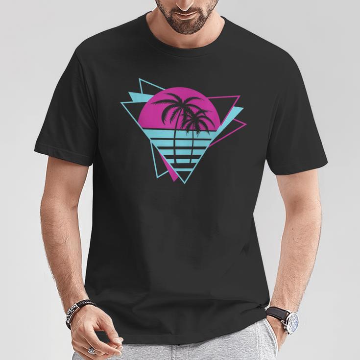 Cooler Synthie 80Er Synthwave Sonnenuntergang Retro- T-Shirt Lustige Geschenke