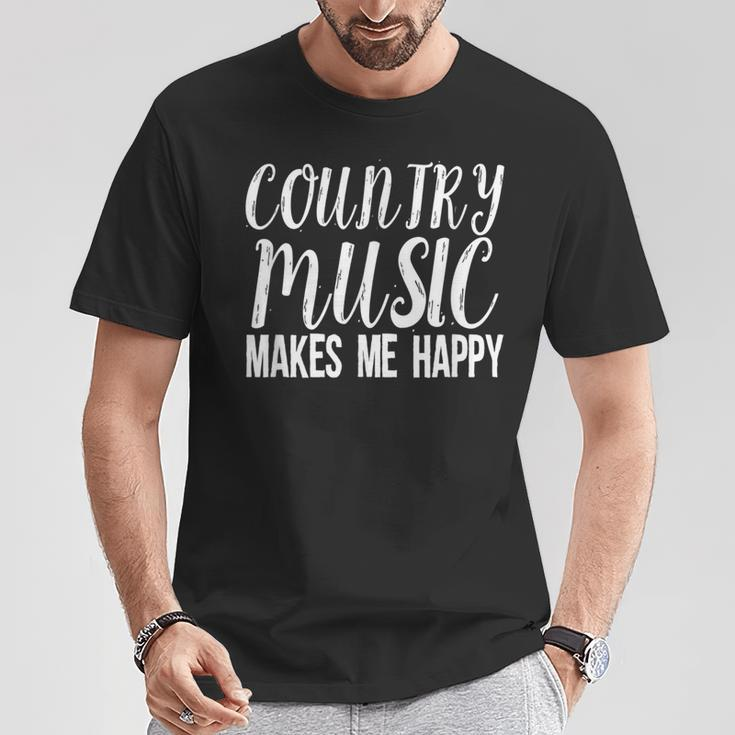 Country Music Lover Quote Country Music Makes Me Happy T-Shirt Unique Gifts