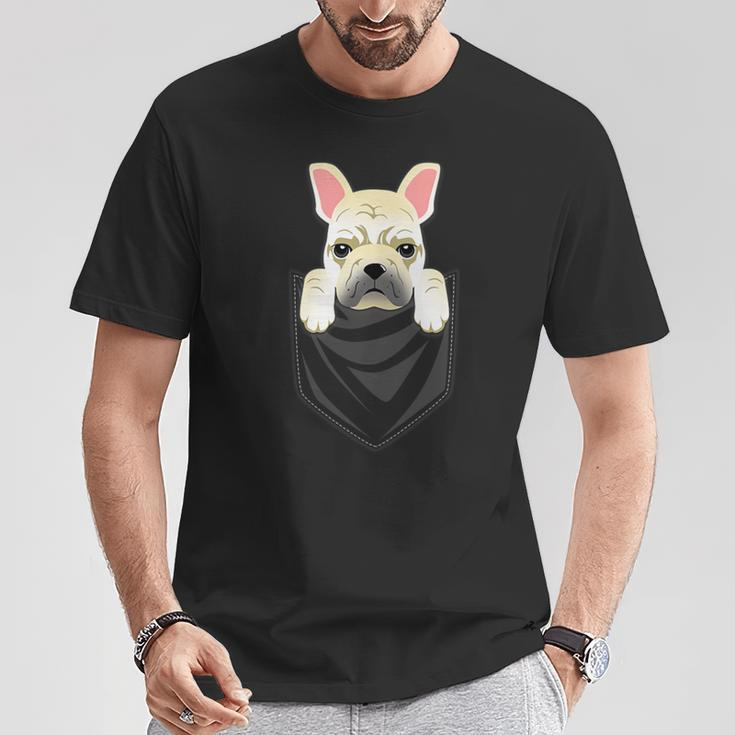 Cream French Bulldog Pocket Graphic Dog T-Shirt Unique Gifts