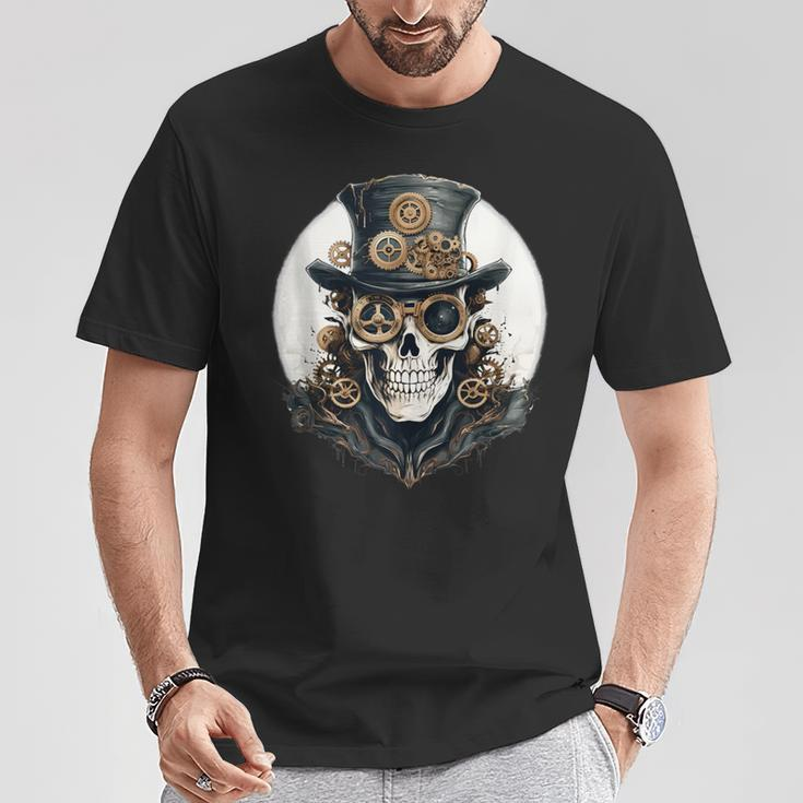 Creepy Steampunk Skulls And Gears Inspiration Graphic T-Shirt Unique Gifts