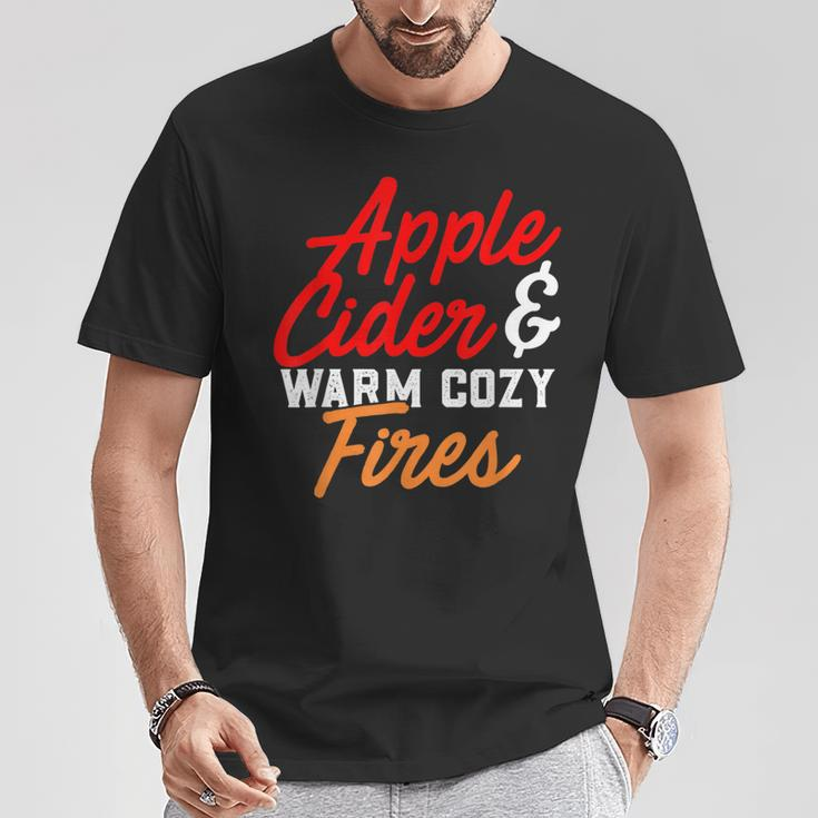 Cute Fall Apple Cider & Warm Cozy Fires T-Shirt Unique Gifts