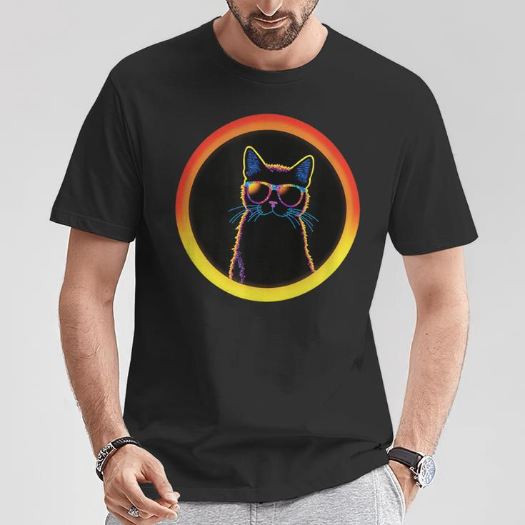 Cute And Cat Wearing Eclipse Glasses T-Shirt Unique Gifts