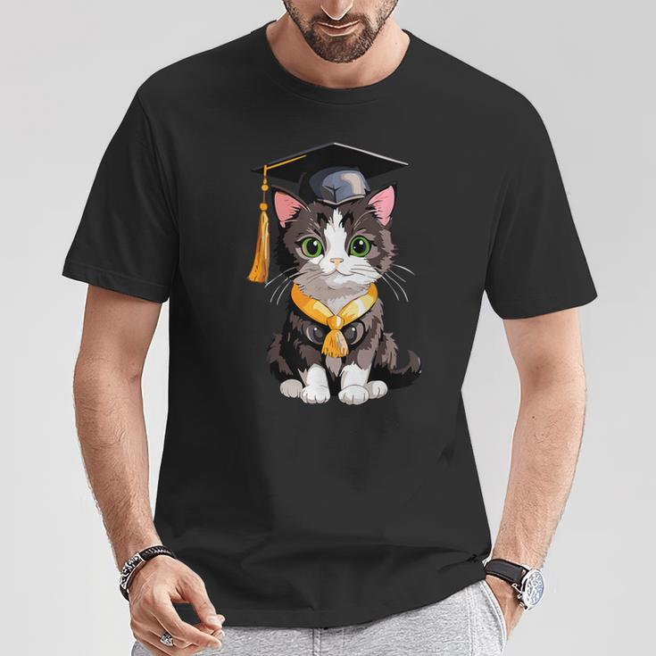 Cute Graduation Cat Colorful Kitty Kitten Grad Celebration T-Shirt Personalized Gifts