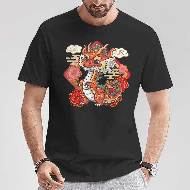 Cute Red Chinese New Year Of The Dragon 2024 Lunar Zodiac T-Shirt Funny Gifts