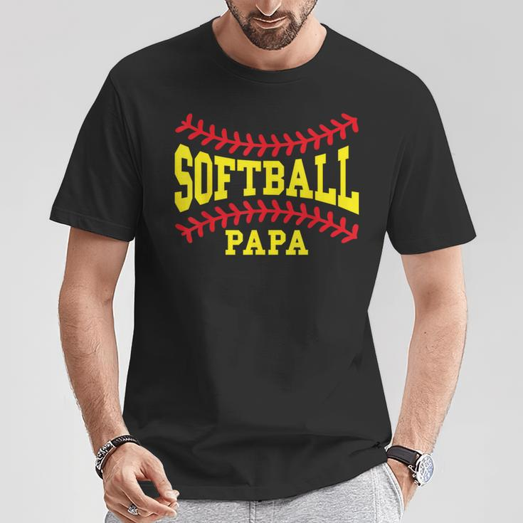 Cute Softball Papa Laces Matching Grandpa Father's Day T-Shirt Unique Gifts