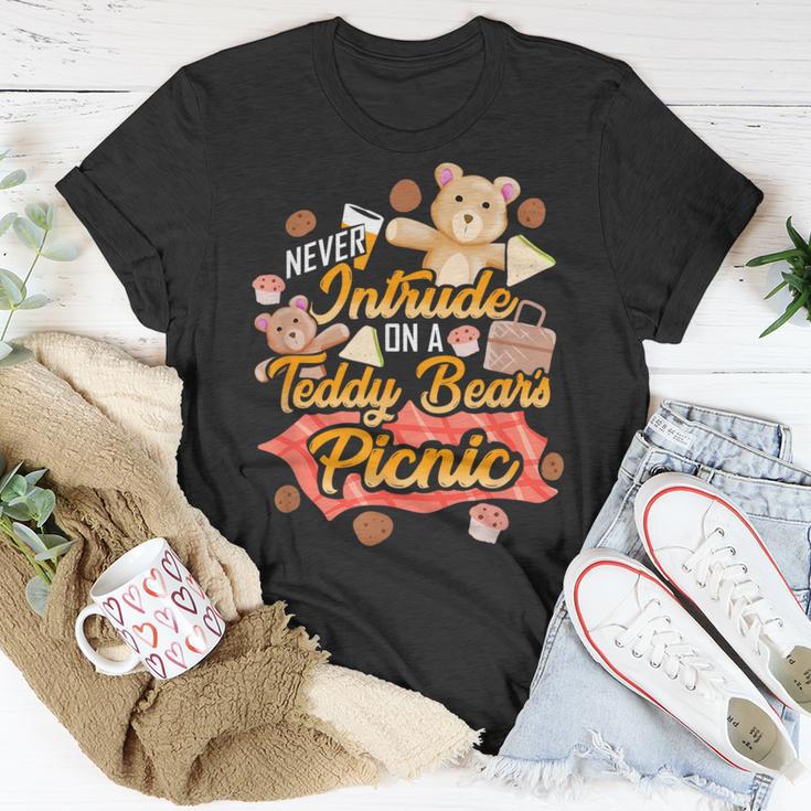 Cute Teddy Bear Never Intrude On A Picnic Toy Cartoon T-Shirt Unique Gifts