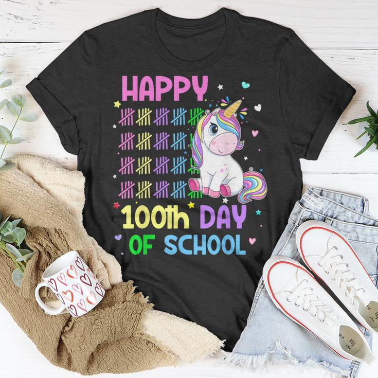 Cute Unicorn Happy 100Th Day Of School Unicorn Girls Teacher T-Shirt Unique Gifts