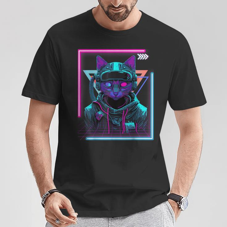 Cyberpunk Cat Kitty Punker Futuristic Cyber Punk T-Shirt Lustige Geschenke