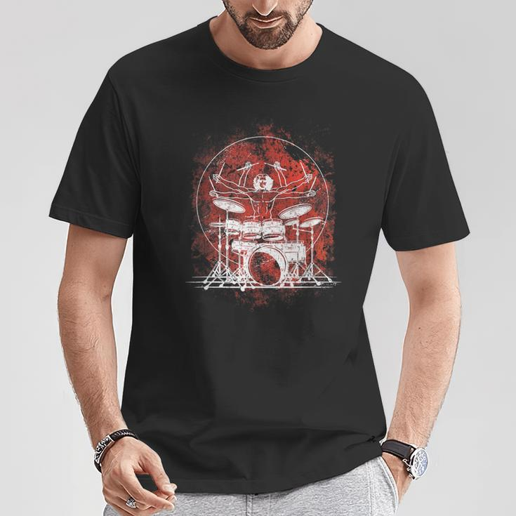 Da Vinci Drummers Drummer Rock Music T-Shirt Lustige Geschenke