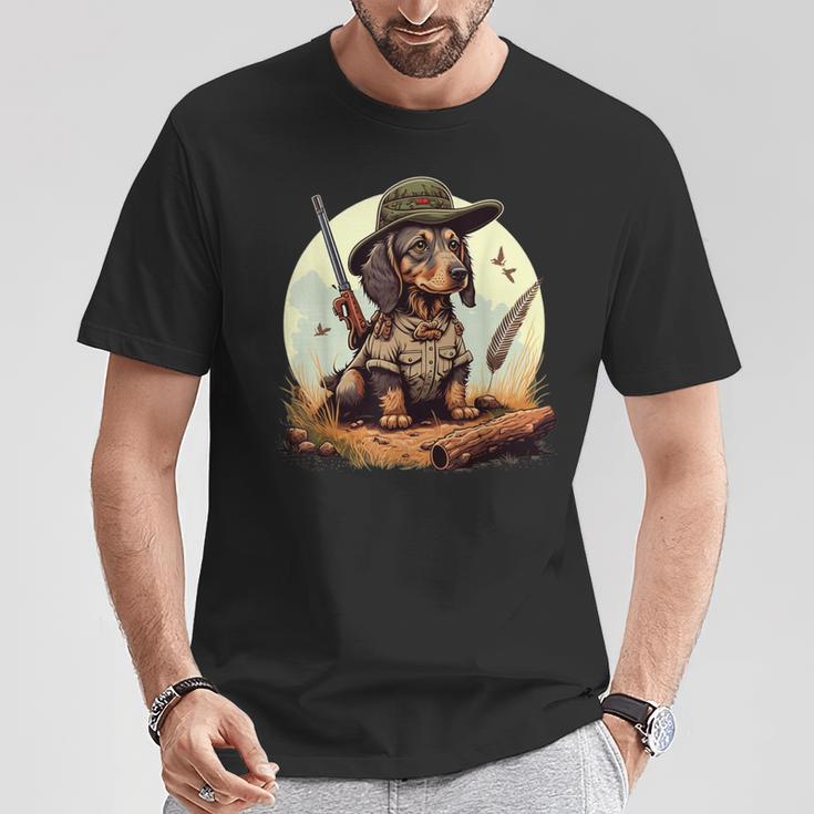 Dachshund Hunter On Dachshund Game Hunting T-Shirt Lustige Geschenke