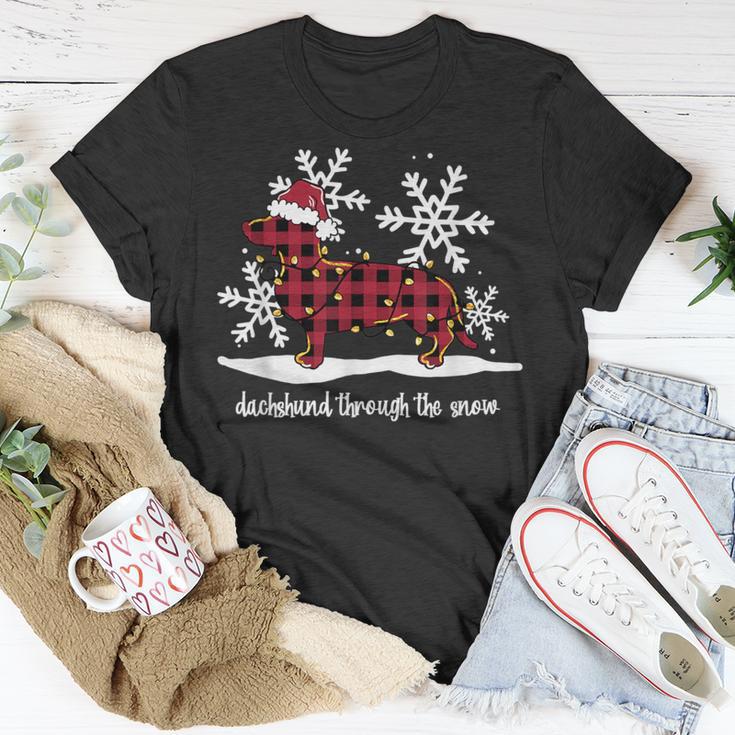 Dachshund Through The White Snow Retro Dachshund Lover Owner T-Shirt Unique Gifts