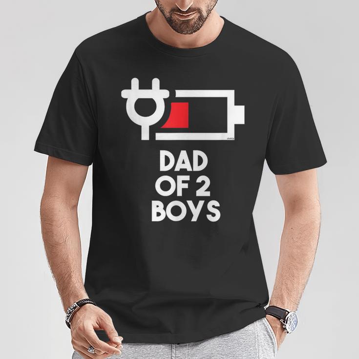 Dad Of 2 Boys Daddy Of Two Sons Father's Day T-Shirt Unique Gifts