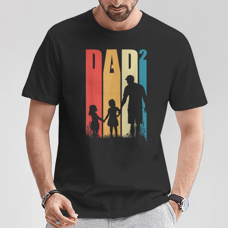 Dad 2 Kinder Lustigateratertag Geschenk Herren Männer T-Shirt Lustige Geschenke