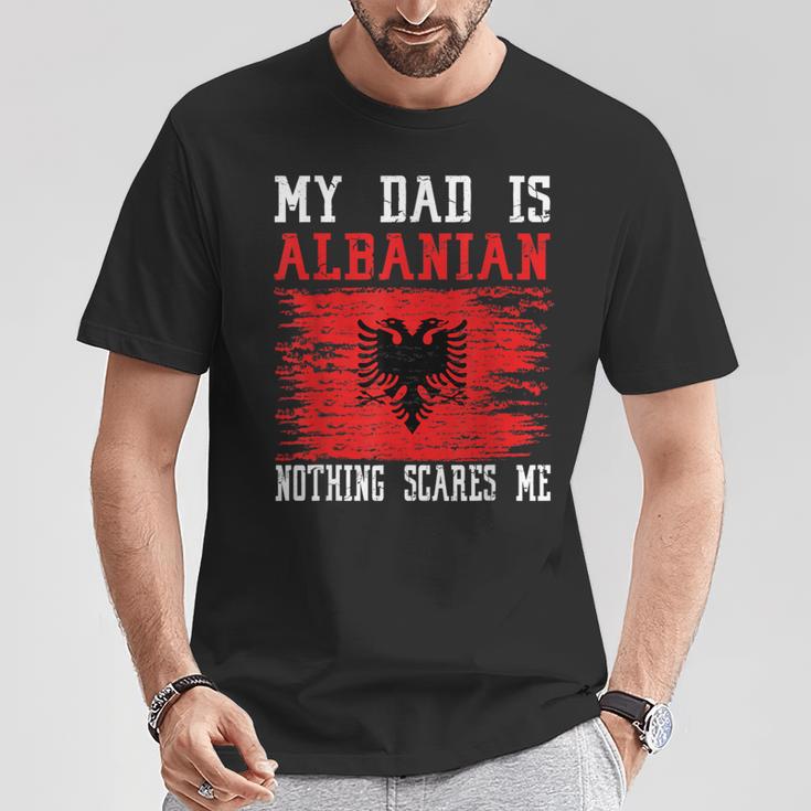 My Dad Is Albanian Nothing Scares Me Vintage Albanian Flag T-Shirt Unique Gifts