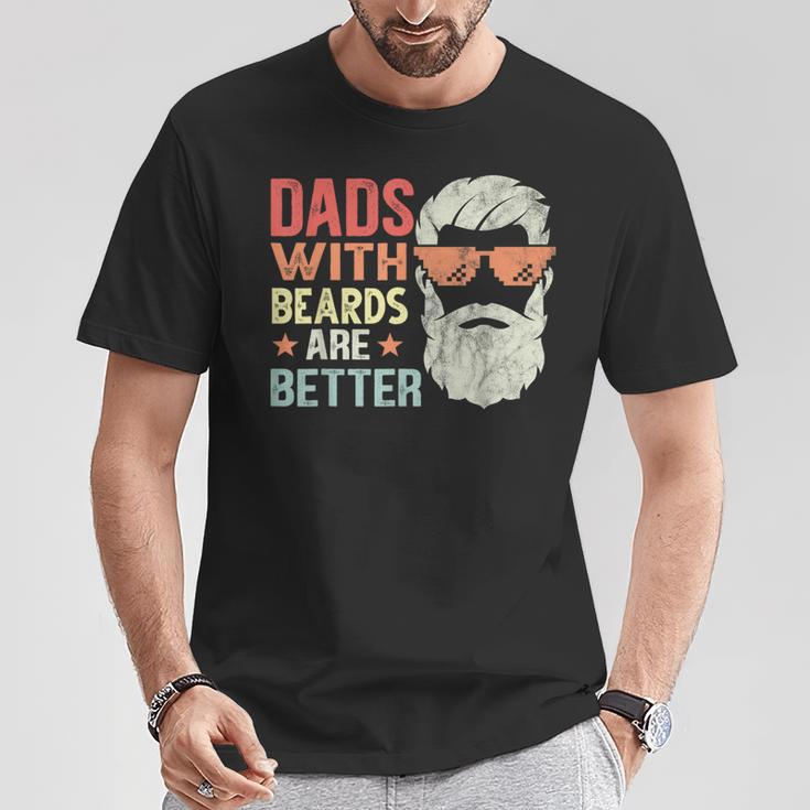 Dad With Beards Are Better Retro Father's Day Bearded Daddy T-Shirt Unique Gifts