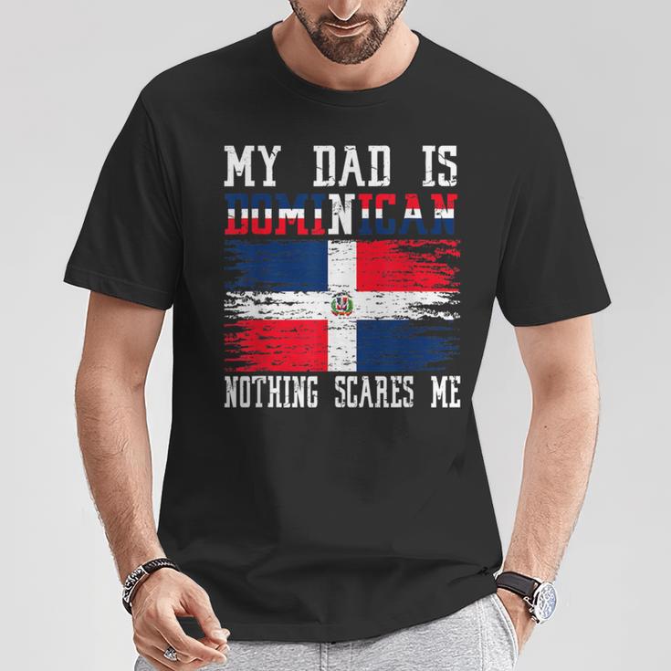 My Dad Is Dominican Nothing Scares Me Vintage Dominican Flag T-Shirt Unique Gifts